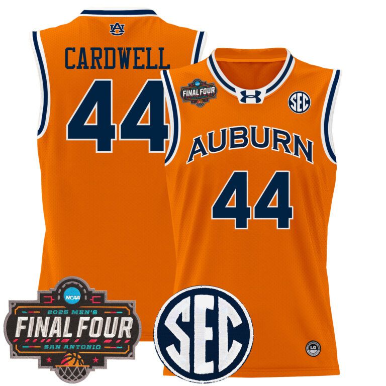 Men Auburn Tigers #44 Cardwell orange 2025 Final Four Patch Lightweight  NCAA Jersey